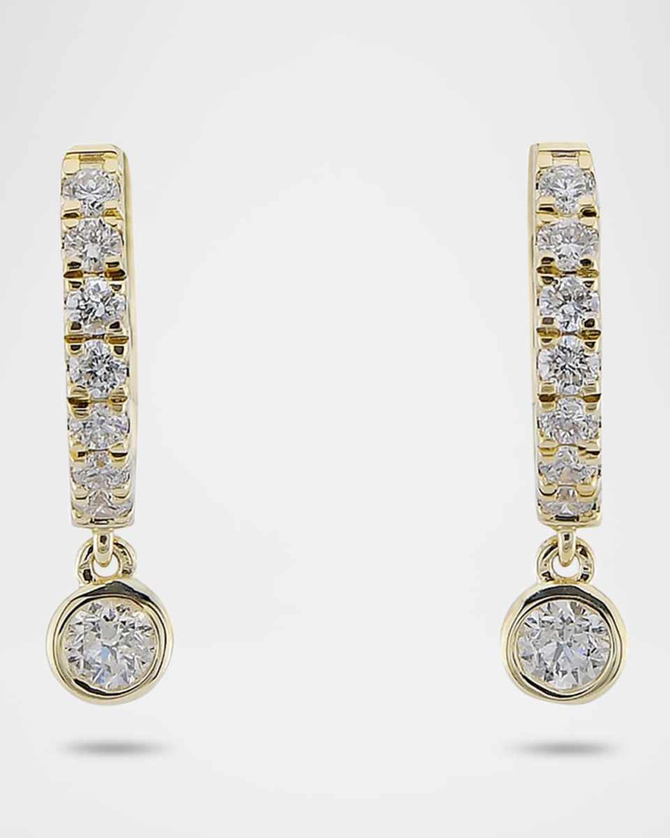 Pave Bezel Drop Huggie Earrings